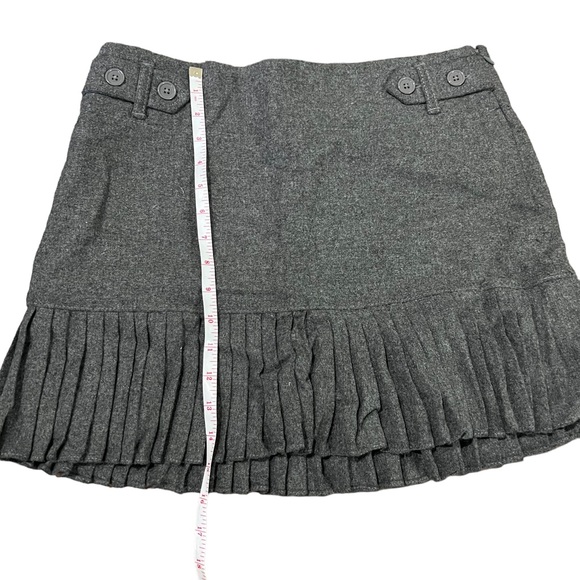 GAP Grey Wool Pleated Button Drop Waist Detail Side Zip Skirt - Picture 13 of 13